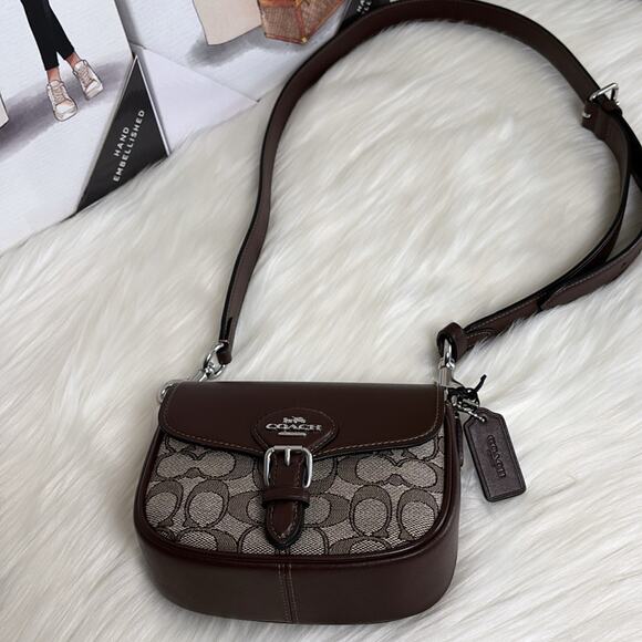 NWT💃Coach Amelia Saddle Bag In Signature Jacquard - Picture 5 of 10